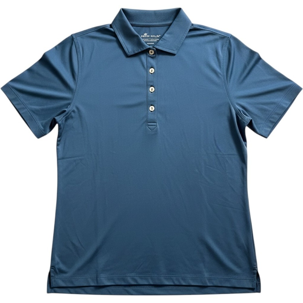 Peter Millar Womens Performance Golf Polo Shirt Blue Short Sleeve UPF 50+ Size M